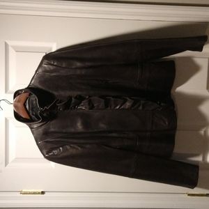 Tahari Dark Brown Leather Jacket Women's Size Large